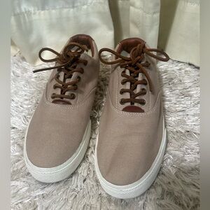 Polo Men's Tan Canvas - brown leather details with white soul - Sneakers
